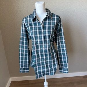 Lands' End Women’s No Iron Pinpoint Oxford Shirt Size 18W Casual Academia Office